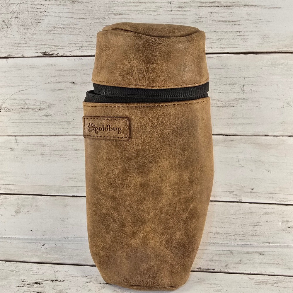 Goldbug Insulated Bottle Bag Faux Leather Brown Stroller Attachment GFG448067